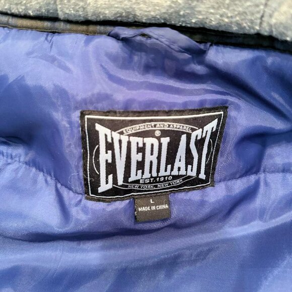 Everlast Vintage Mens Hooded Snap Up Quilted Jacket, Large, Blur/Silver -- Nice! - Picture 2 of 12